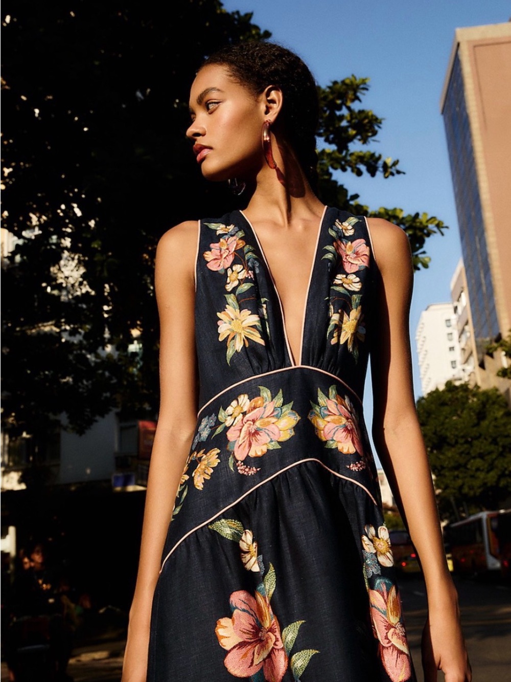 FARM Rio Maira Floral Print Linen Dress – Size XL – NWT